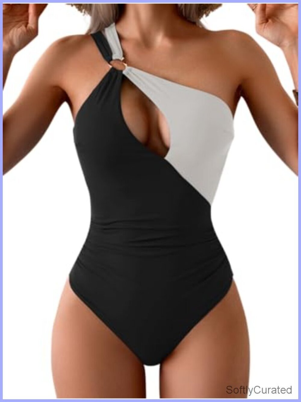 One Shoulder One Piece Swimsuit Cutout Tummy Control Bathing Suit